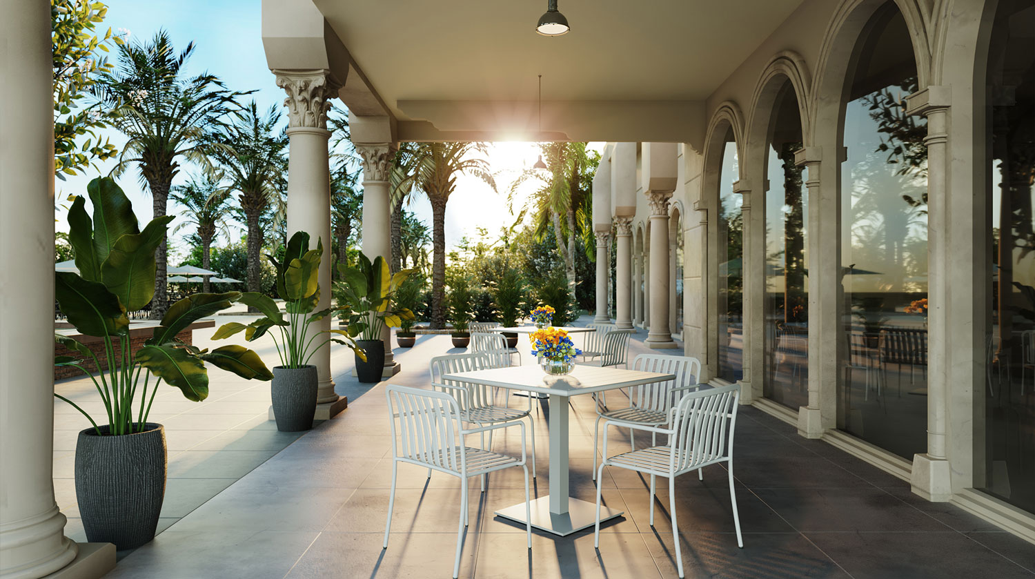BFM Seating's Key West Series in an Outdoor Dining Space
