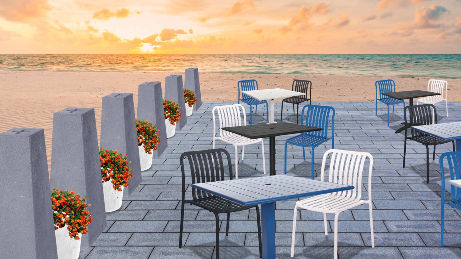 Key West Seating with Beachcomber Tables | Commercial Outdoor Dining